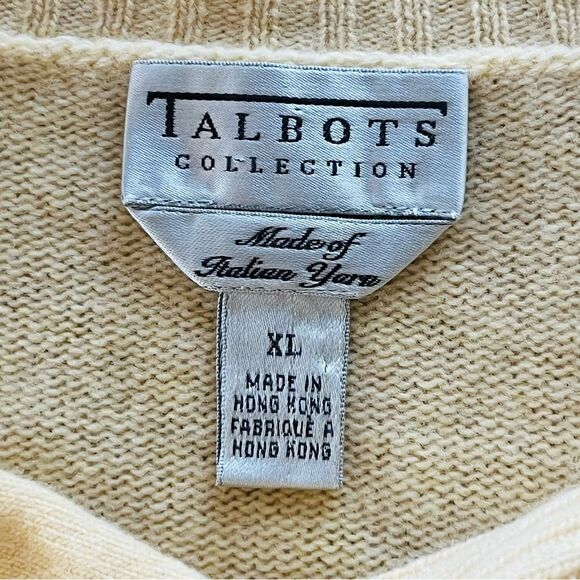 Vintage Cashmere Wool Twinset Size XL Cardigan Cable Knit Butter Yellow - Picture 8 of 9